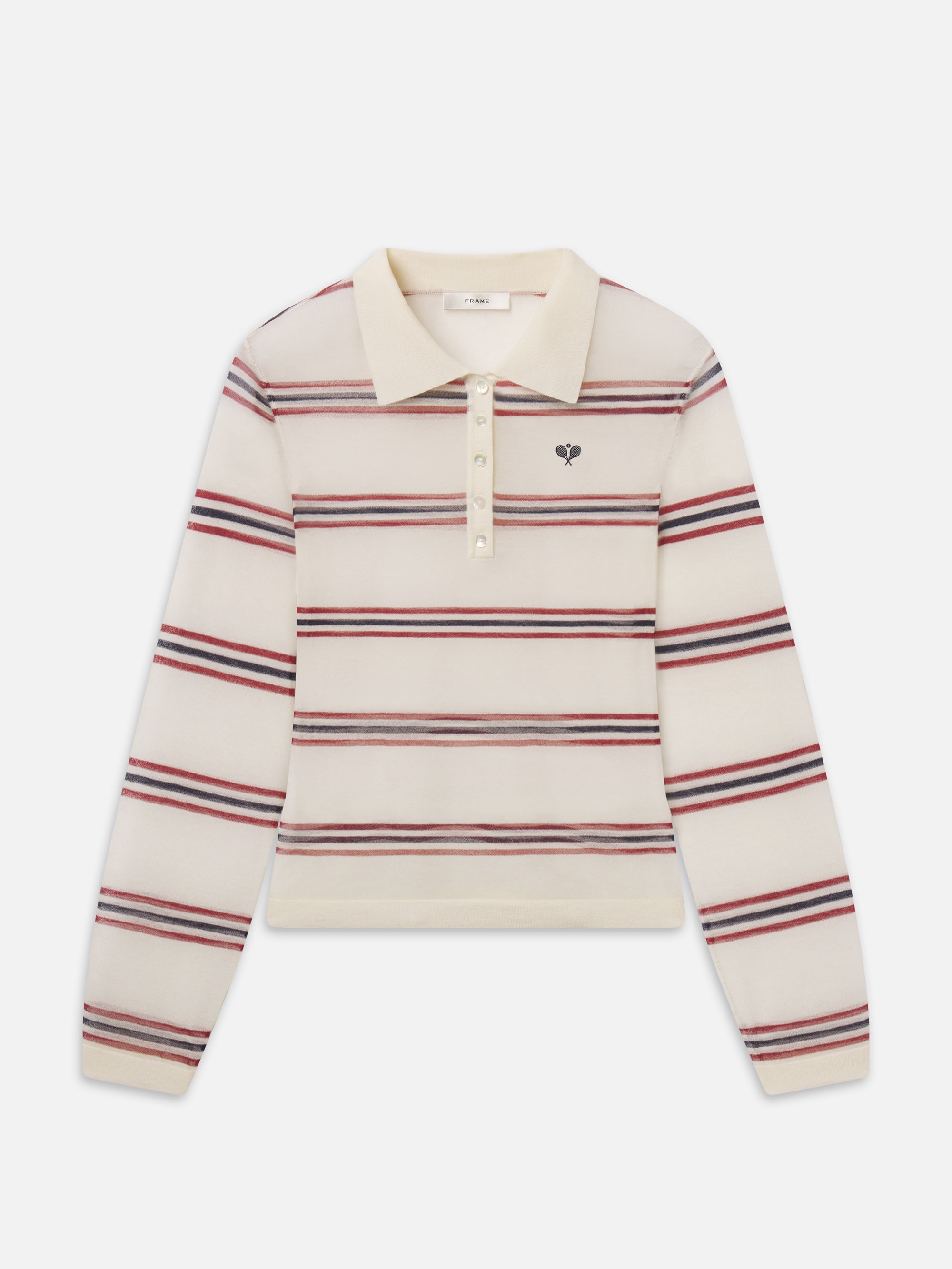 THE TENNIS POLO IN GARNET MULTI STRIPE