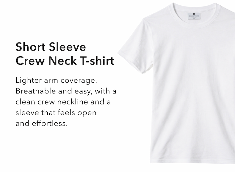 Short Sleeve Crew Neck T-shirt Lighter arm coverage. Breathable and easy, with a clean crew neckline and a sleeve that feels open and effortless.