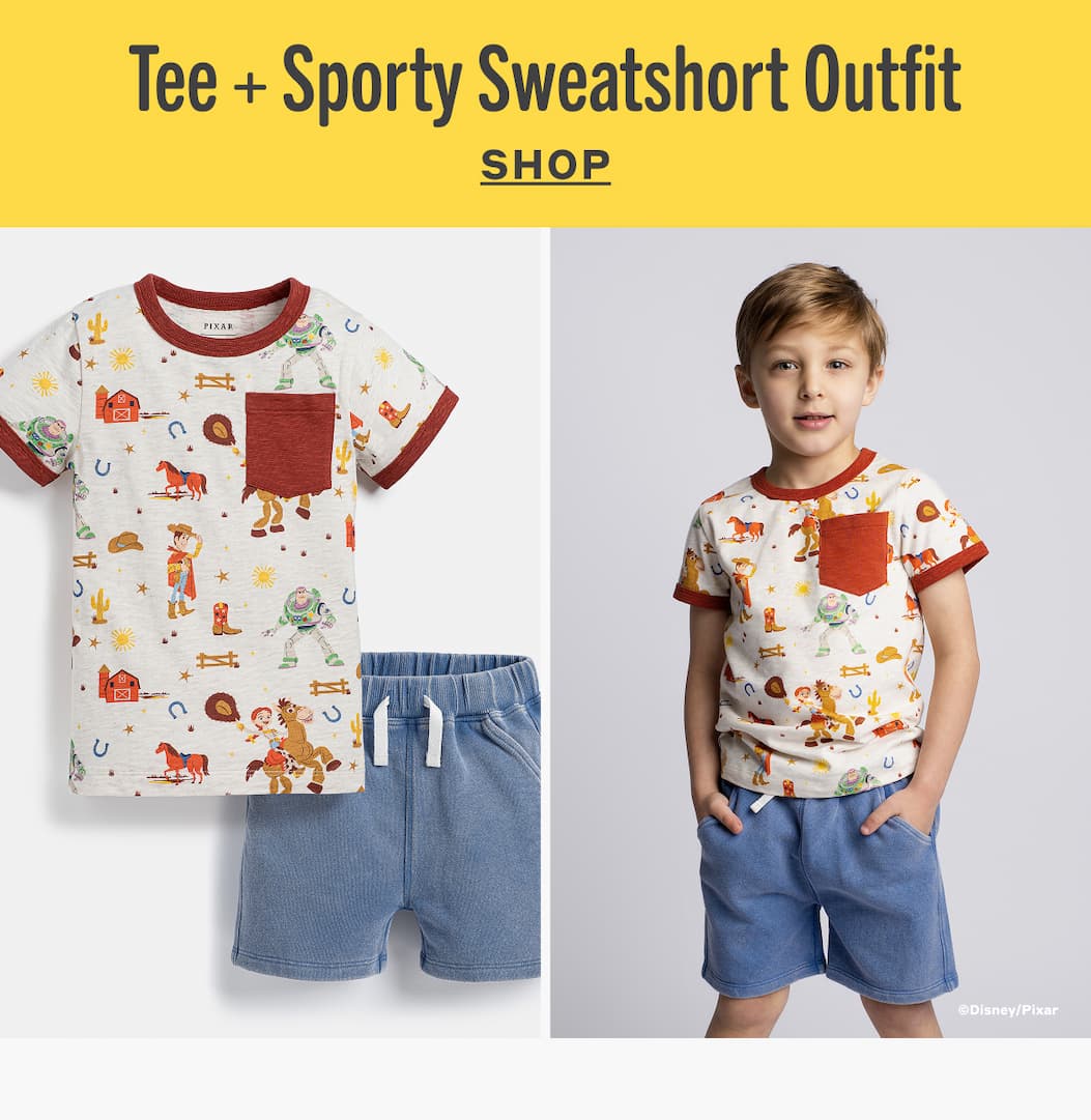 Tee + Sporty Sweatshort Outfit
