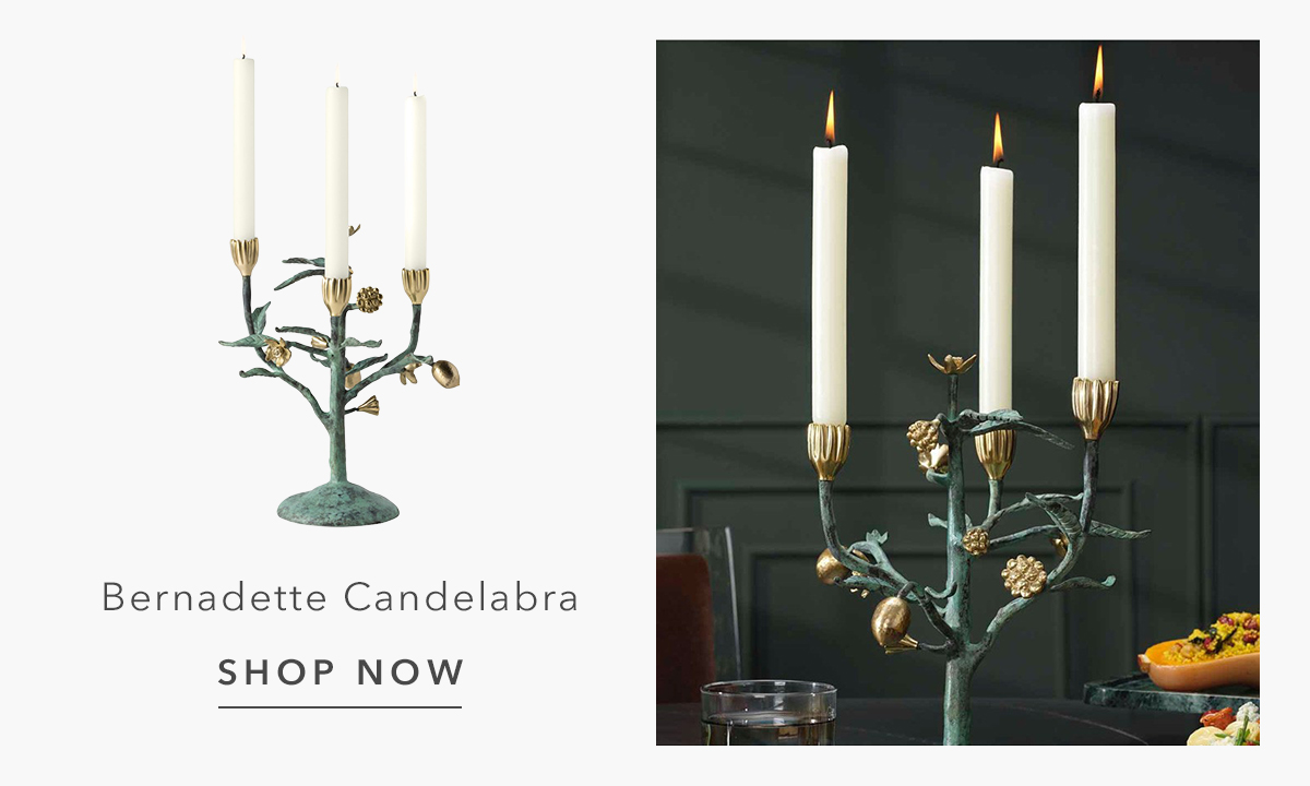 Bernadette French Country Patina Brass Floral Candelabra
