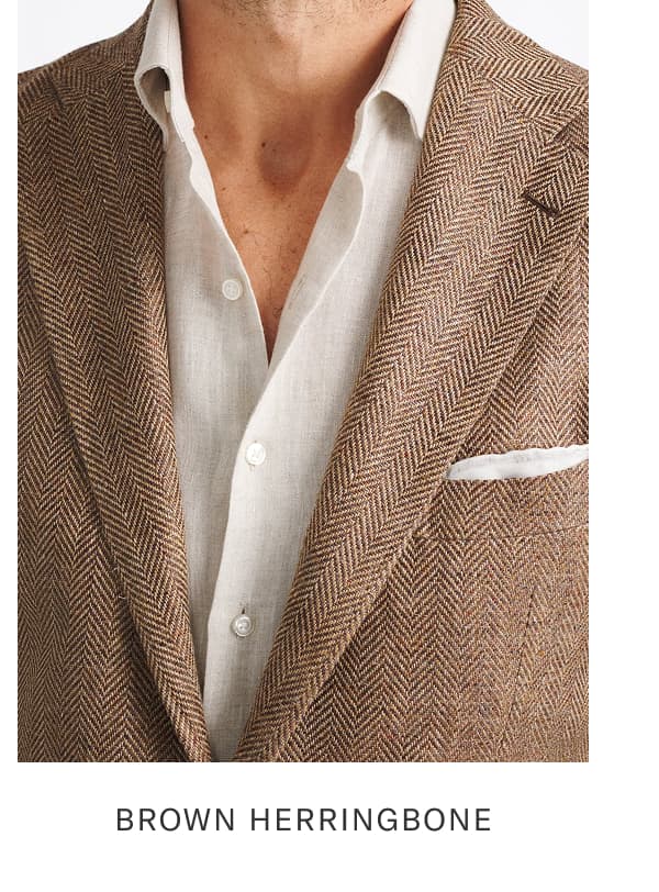 Brown Tweed Cotton and Linen Herringbone Jacket