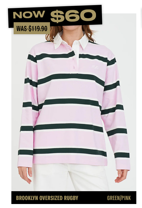 BROOKLYN OVERSIZED RUGBY GREEN/PINK