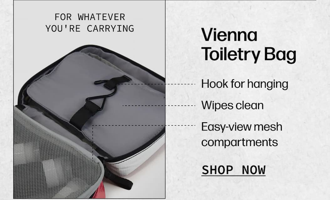 For whatever you're carrying Vienna Toiletry Bag | – Hook for hanging – Easy-view mesh compartments – Wipes clean | [SHOP NOW]
