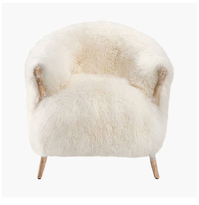 Ilaria Modern Classic White Sheepskin Arm Chair