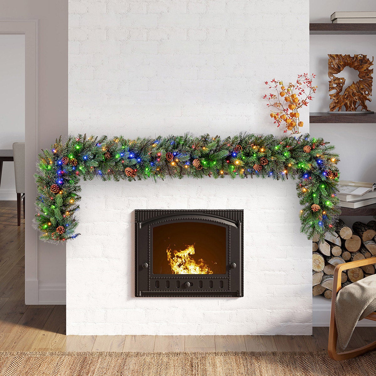 9’ Pre-Lit LED With Twinkle Artificial Greenery Garland