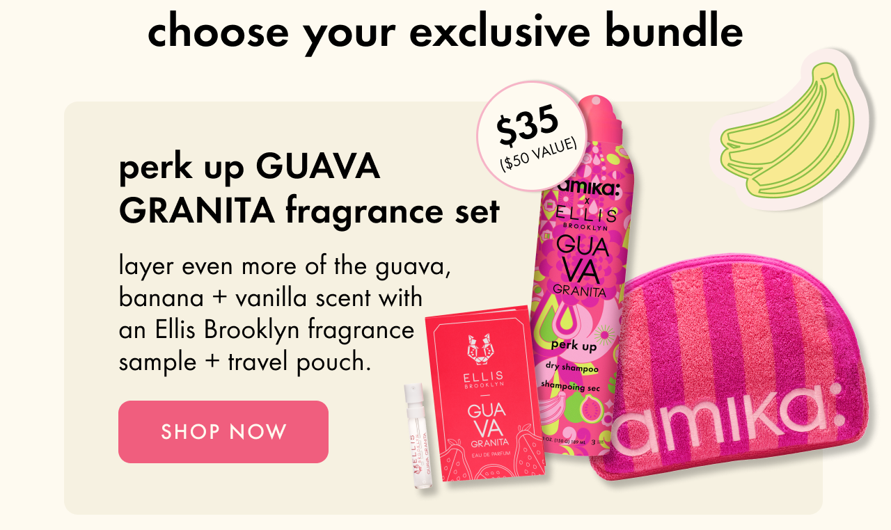 amika x Ellis Brooklyn limited-edition perk up GUAVA GRANITA dry shampoo bundle set