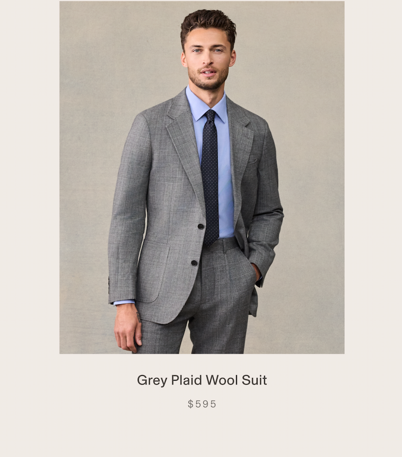 Grey Plaid Wool Suit $595