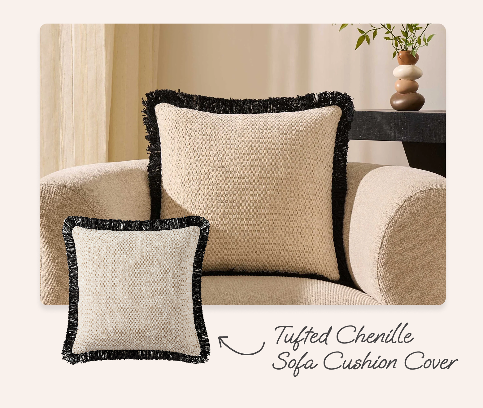 Tufted Chenille Sofa Cushion Cover