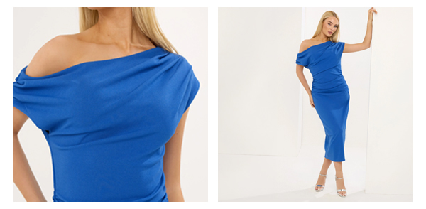 STAR Blue Draped Midi Dress