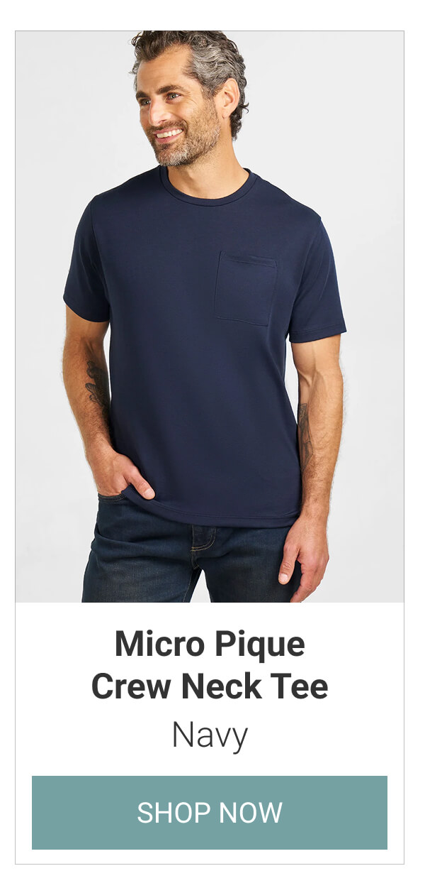 Navy Micro Pique Crew Neck Tee