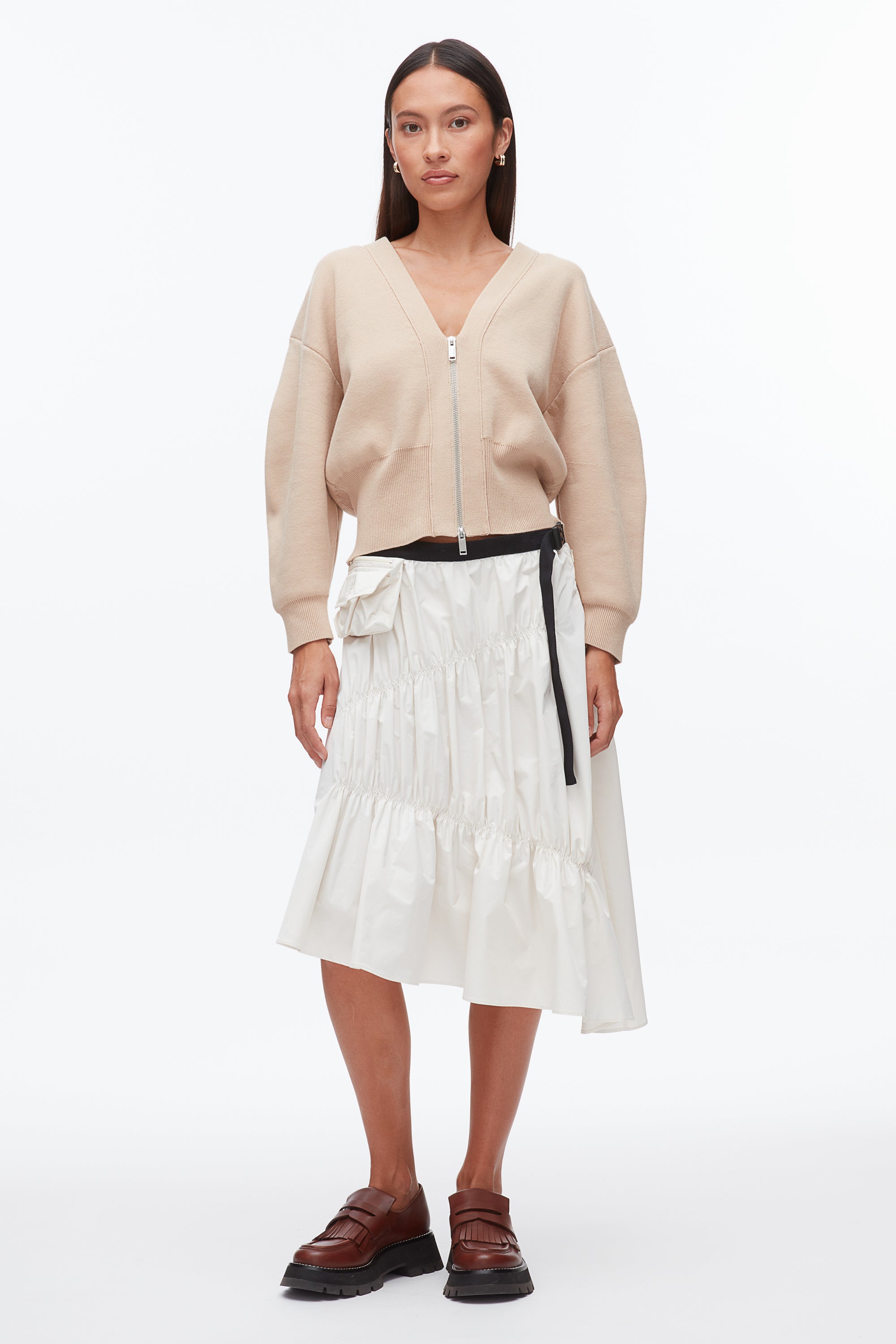 Image of Ripstop Asymmetric Skirt with Ruching