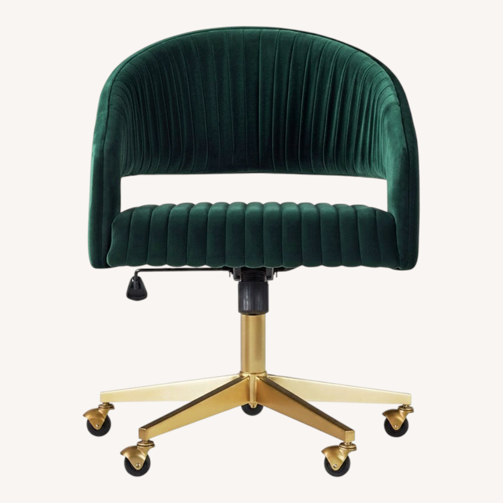 Image of CB2 Channel Green Velvet Office Chair