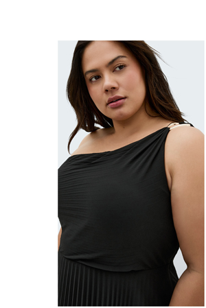 Shop the Eloura One Shoulder Pleat Maxi Dress