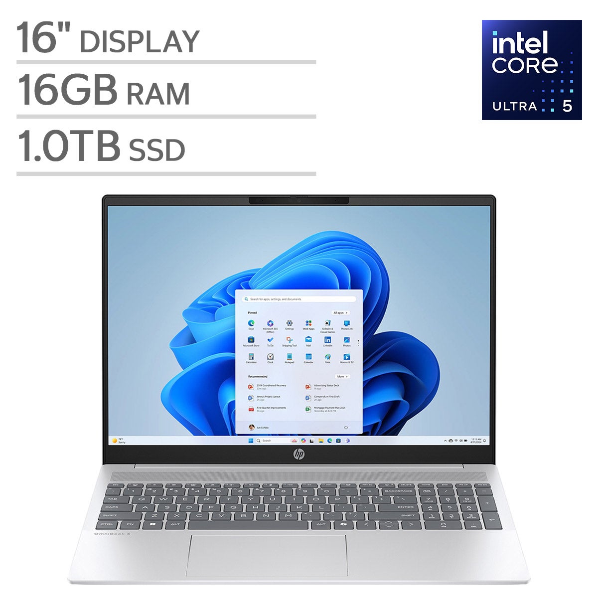 HP OmniBook 5 16-inch Touchscreen Laptop with Intel Core Ultra 5 Processor