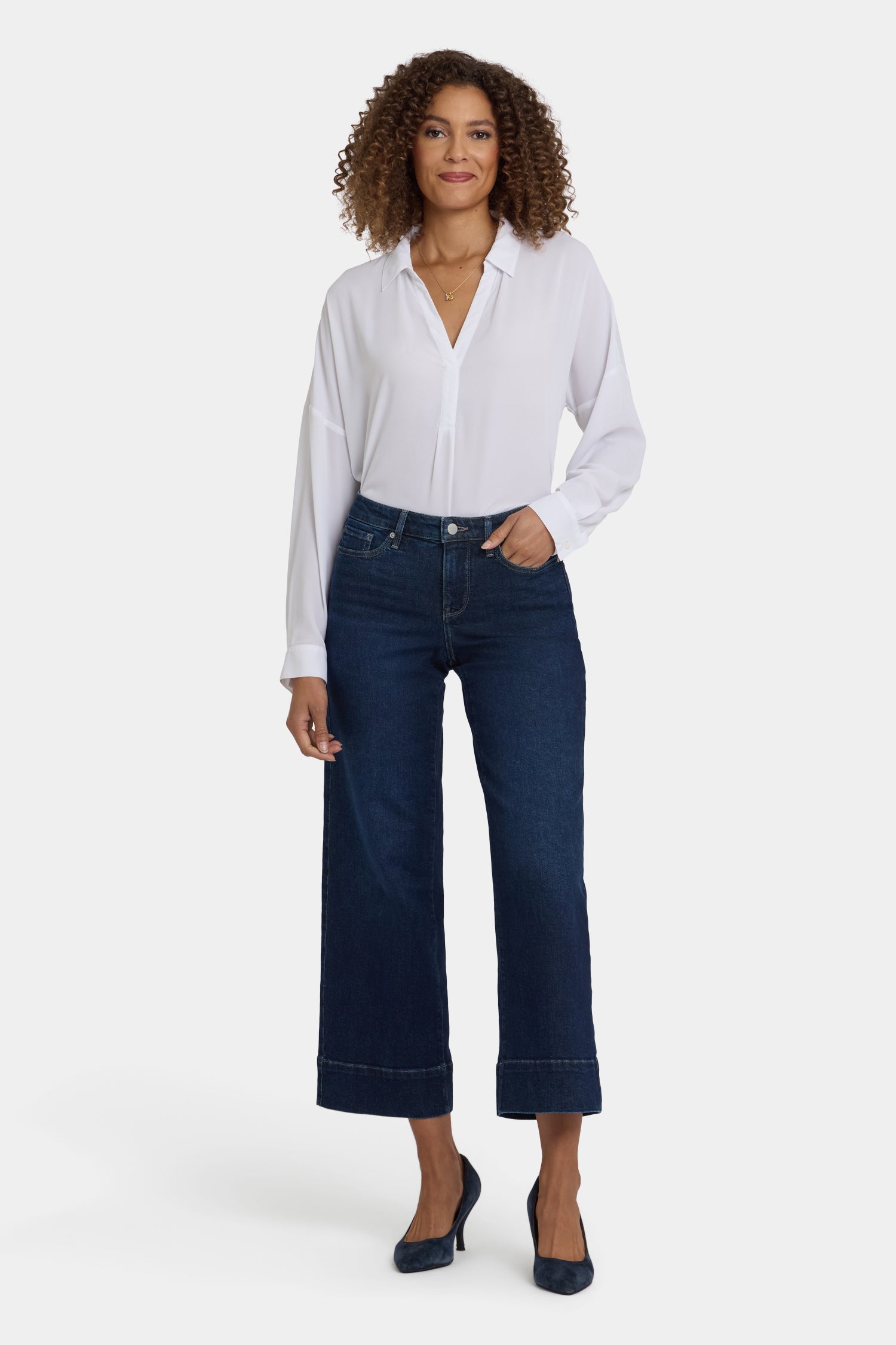 Image of Teresa Wide Leg Ankle Jeans - Midnight Breeze