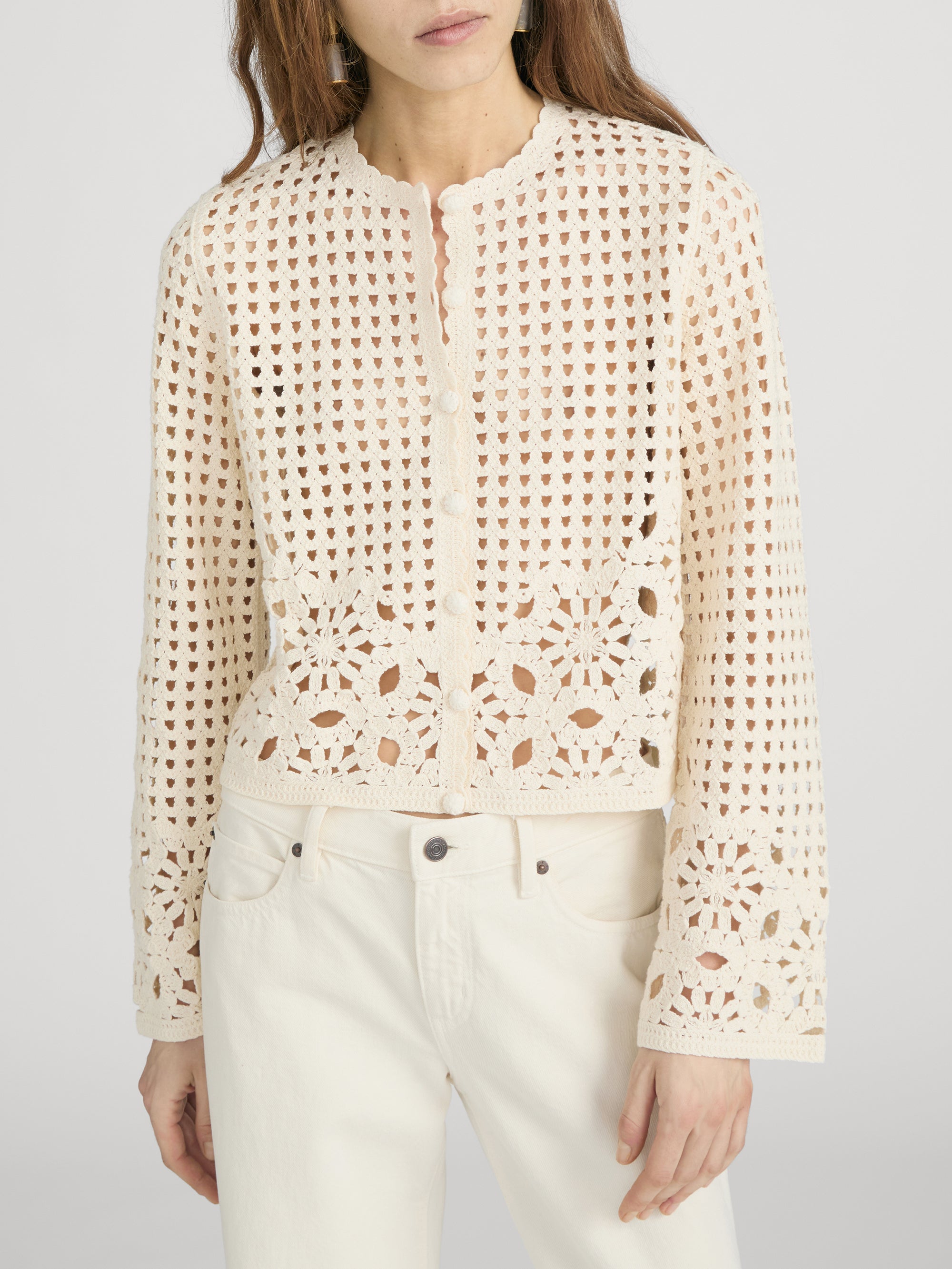 THE POSTCARD CARDI IN CREAM