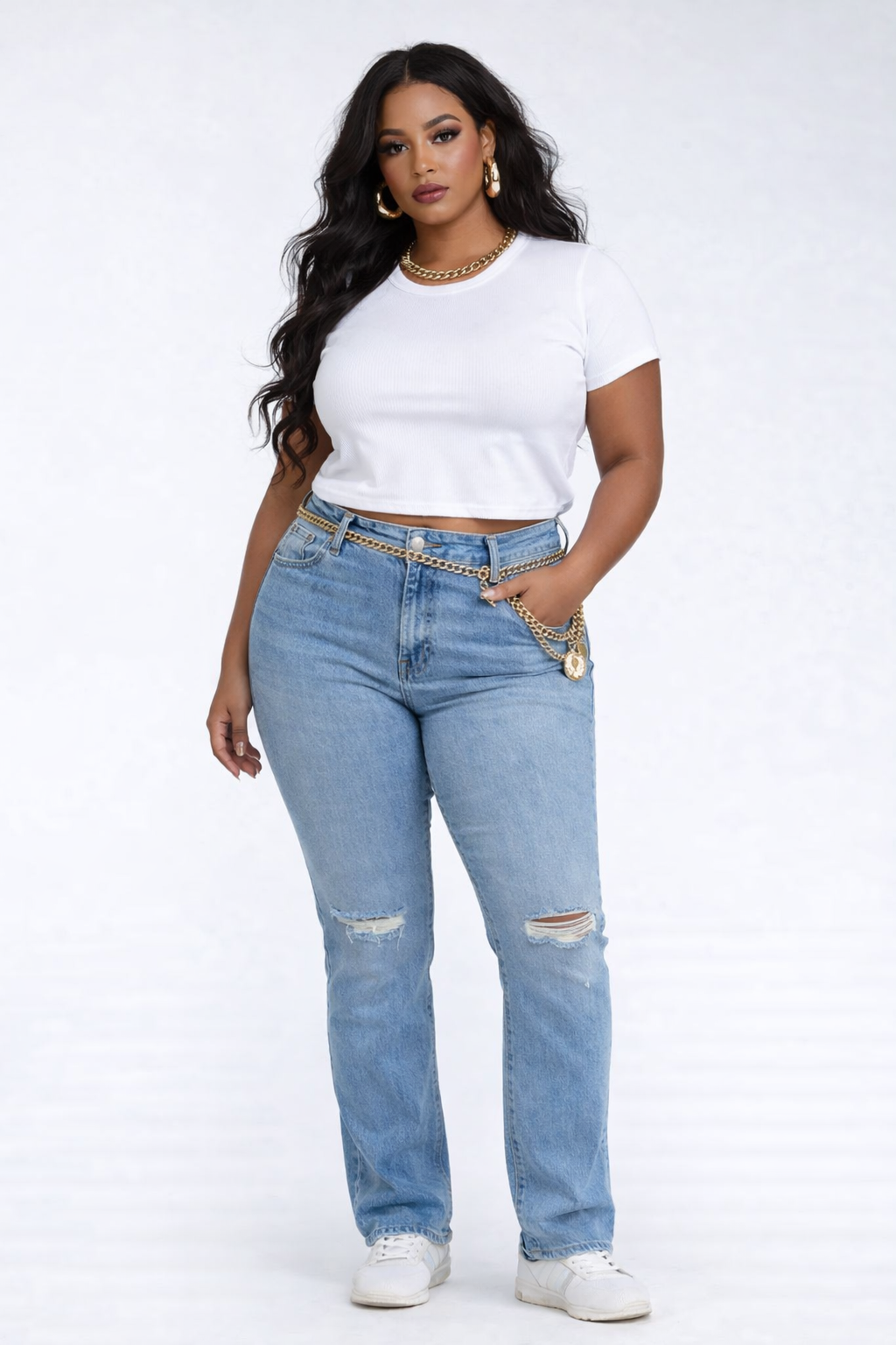 Image of Plus Size Distressed Bootcut Jeans