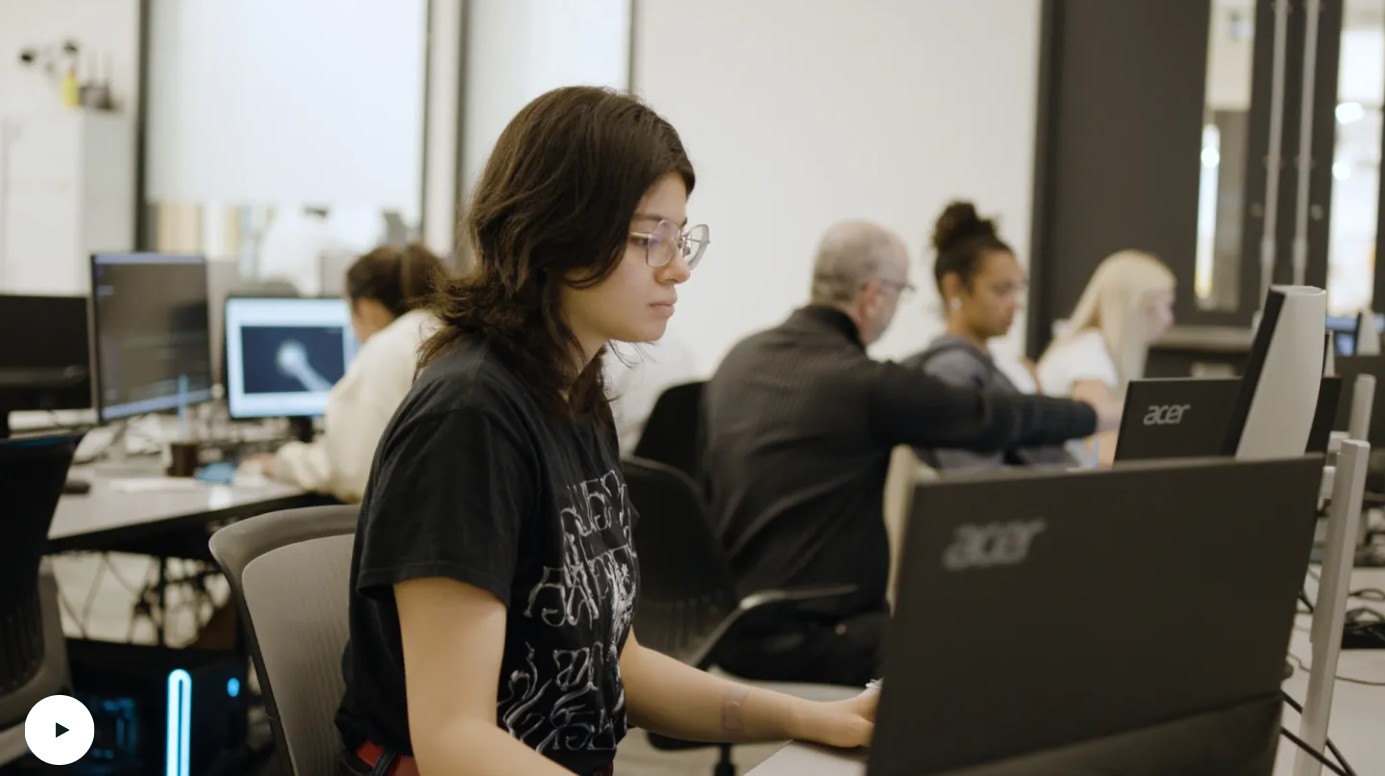 Student on a computer.