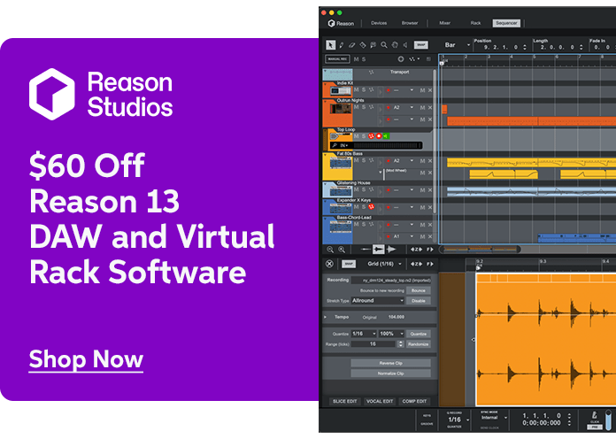$60 Off Reason 13 DAW and Virtual Rack Software
