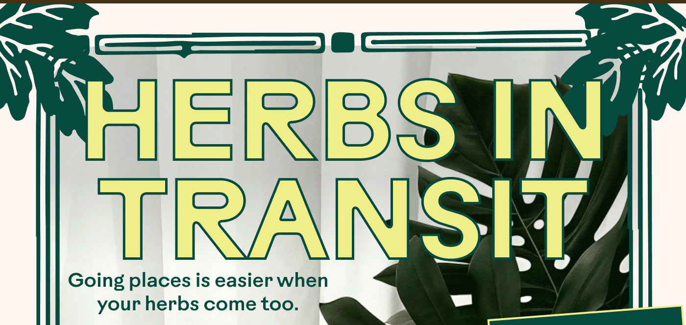 HERBS IN TRANSIT Going places is easier when your herbs come too.
