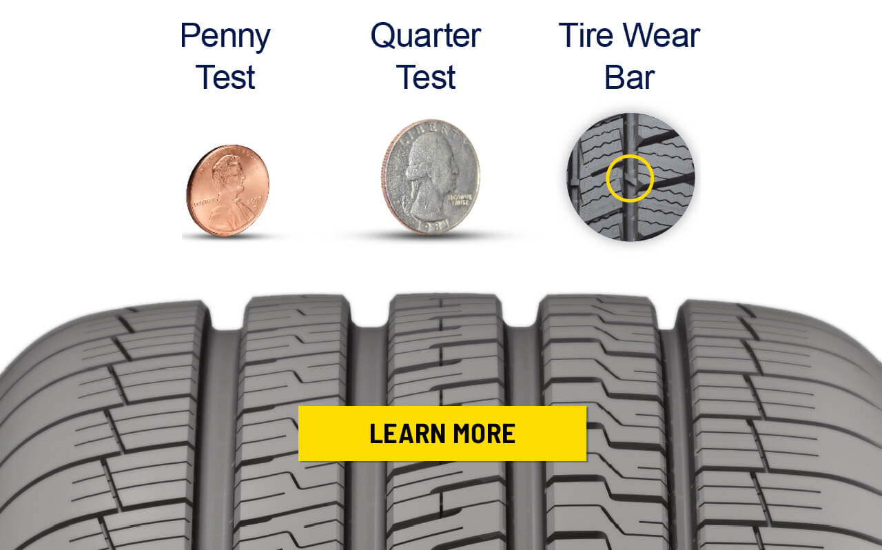 Penny Test, Quarter Test, Tire Wear Bar - Learn More