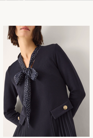 Jessie Jersey Pleat Midi Dress & Scarf Blue