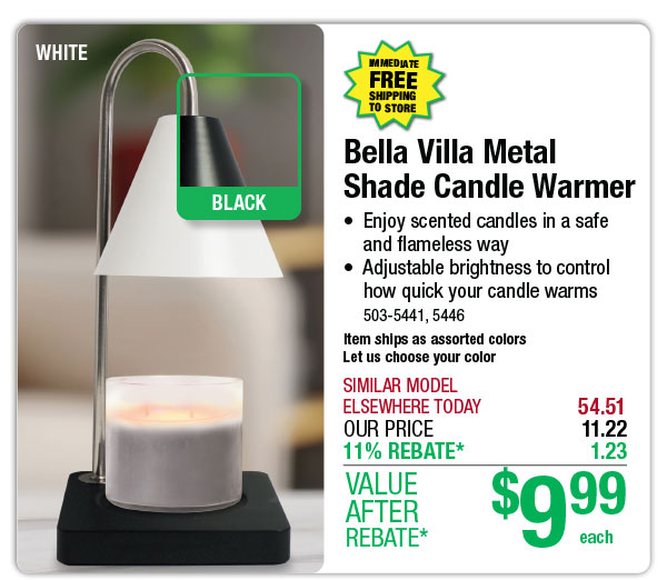 Bella Villa Metal Shade Candle Warmer - ONLY $9.99 After Rebate*!