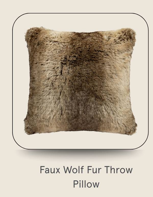 Faux Wolf Fur Throw Pillow