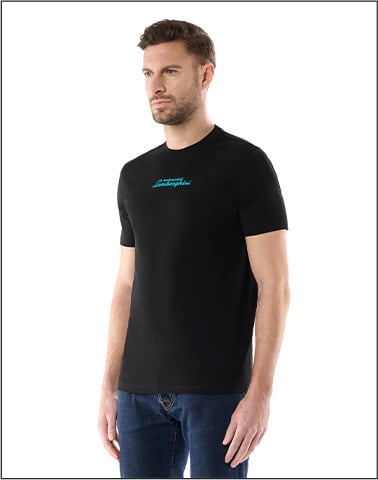 AUTOMOBILI LAMBORGHINI T-SHIRT WITH CONTRASTING SCRIPT LOGO