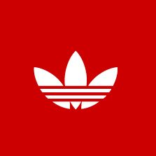 White Adidas Logo on red Background