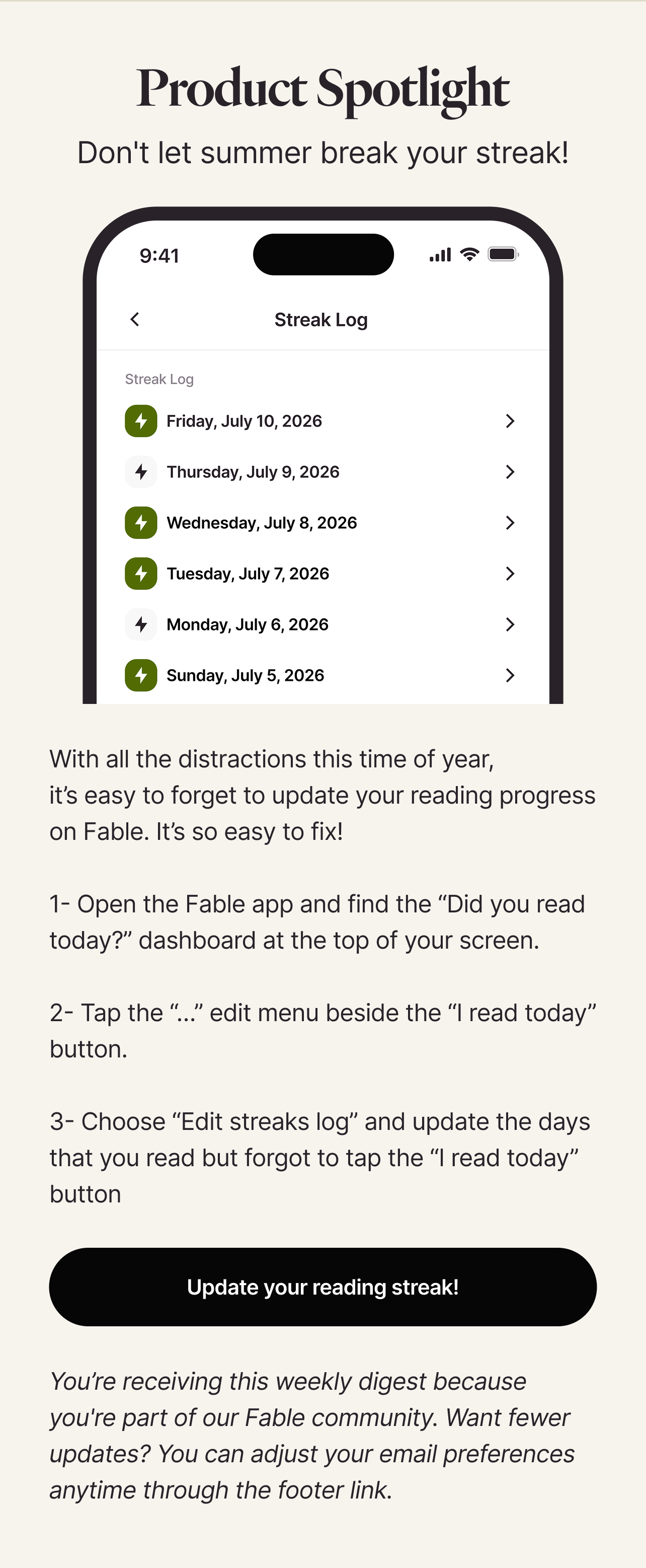 Don't let summer break your streak!