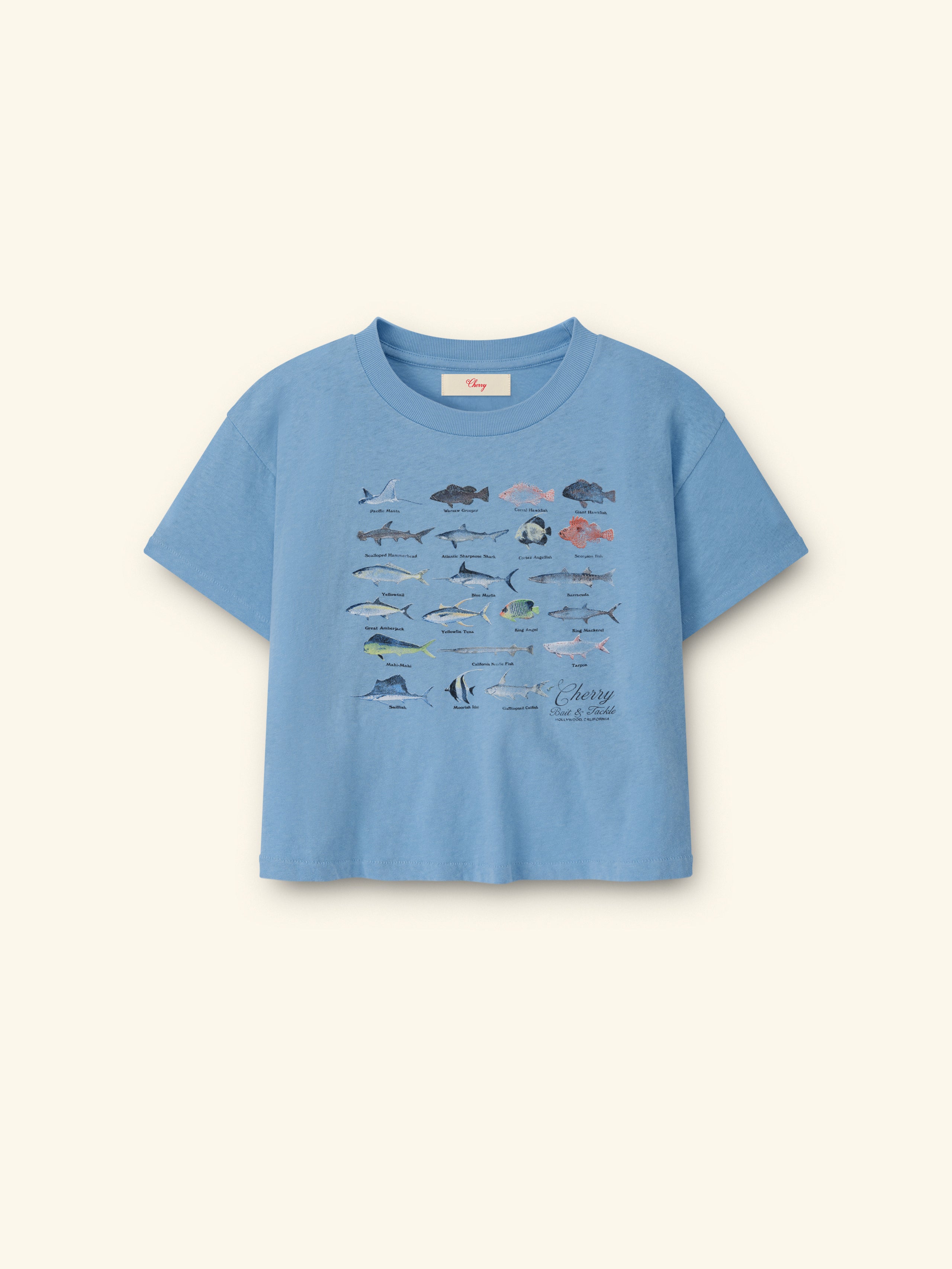 Image of Women's Fish Boxy Tee (Sky Blue)