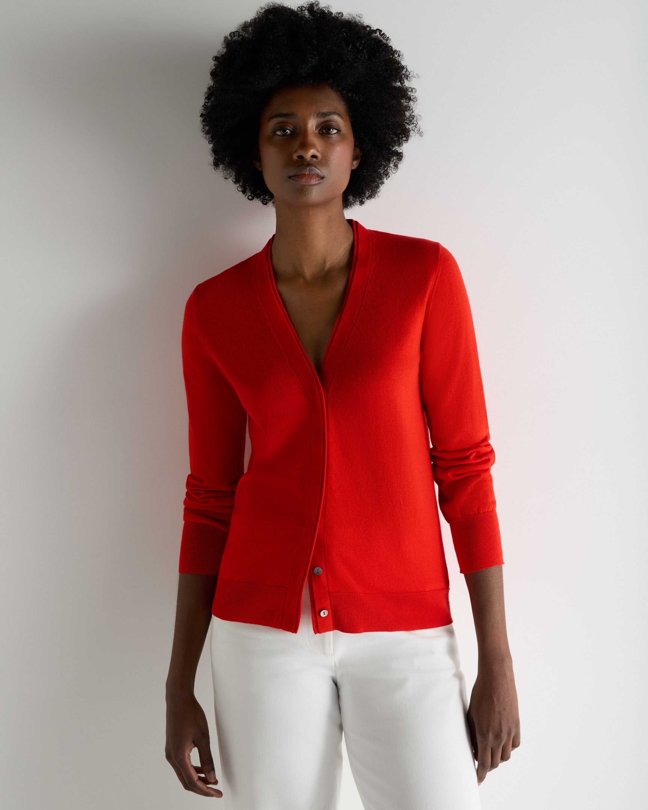 Image of Women's Cotton Cashmere Cardigan Tomato Red
