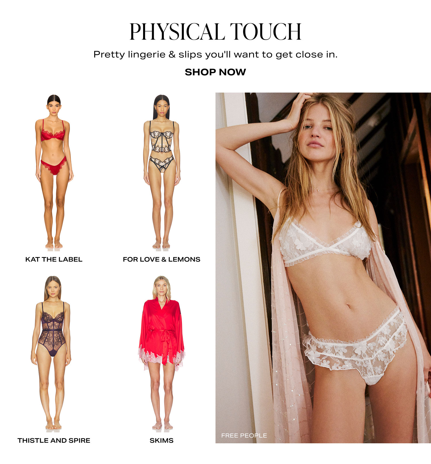 WHAT'S YOUR LOVE LANGUAGE? Physical Touch. Product Assortment. Shop Now.