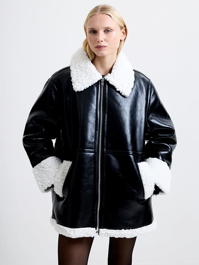 Ajani PU Faux Fur Coat