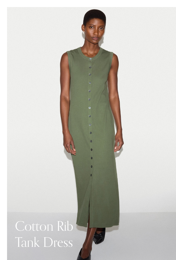 Cotton Rib Button Tank Dress