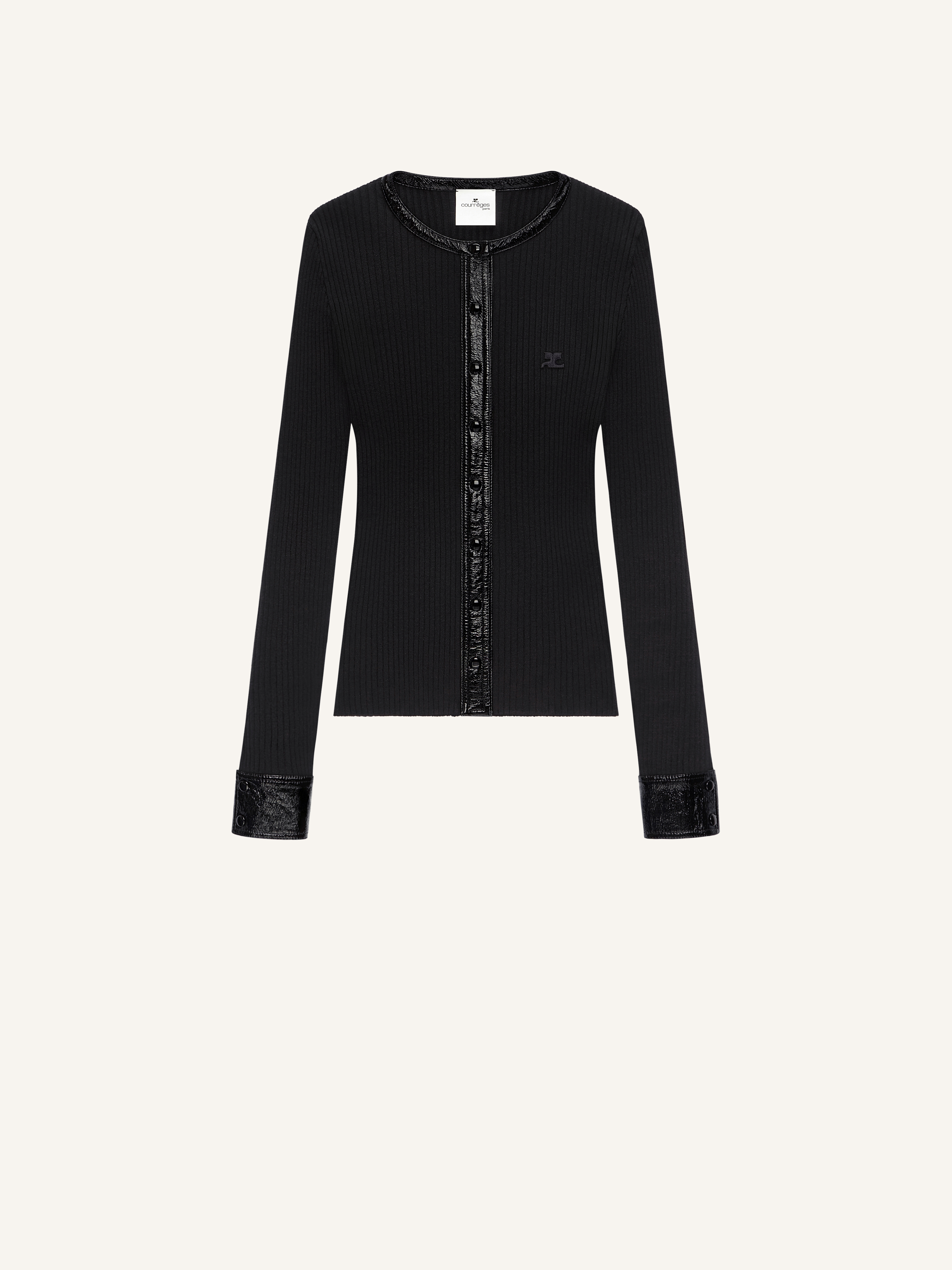 VINYL AND KNIT CARDIGAN