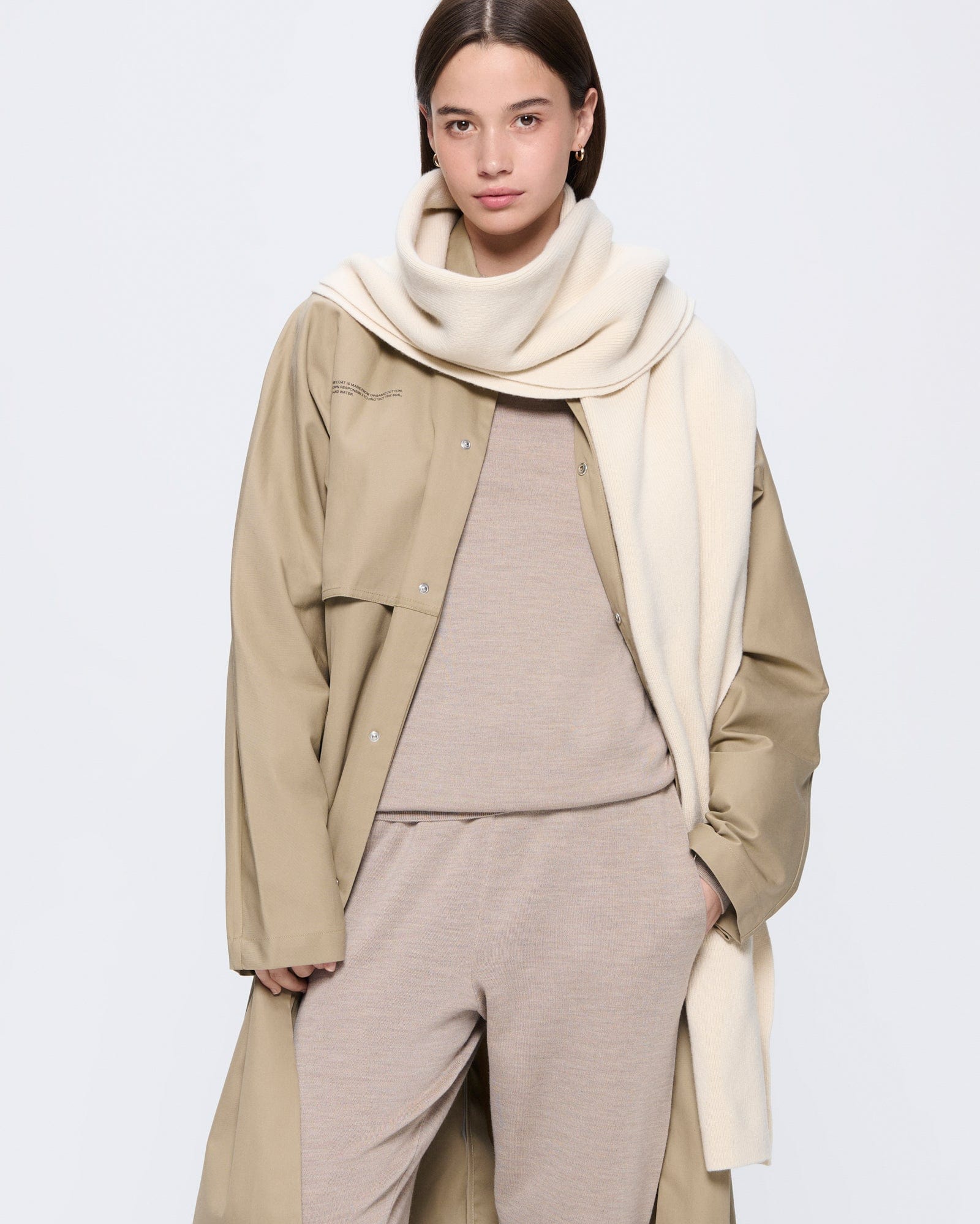 Image of Recycled Cashmere Scarf—ecru ivory