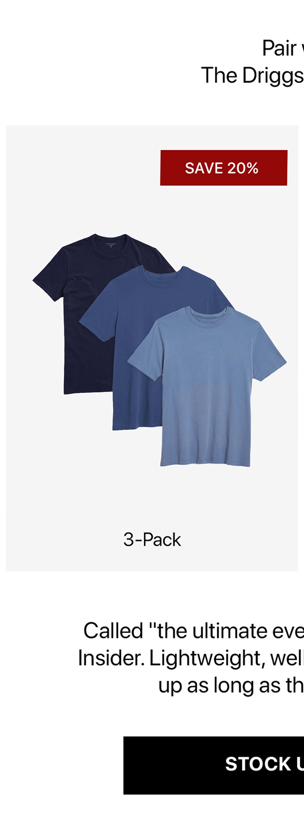 Classic Crew Driggs Tee 3-pack