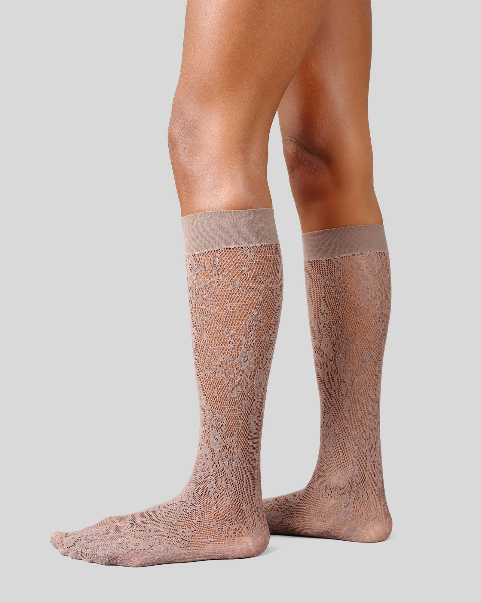 Rosa Lace Knee-Highs Mid Grey