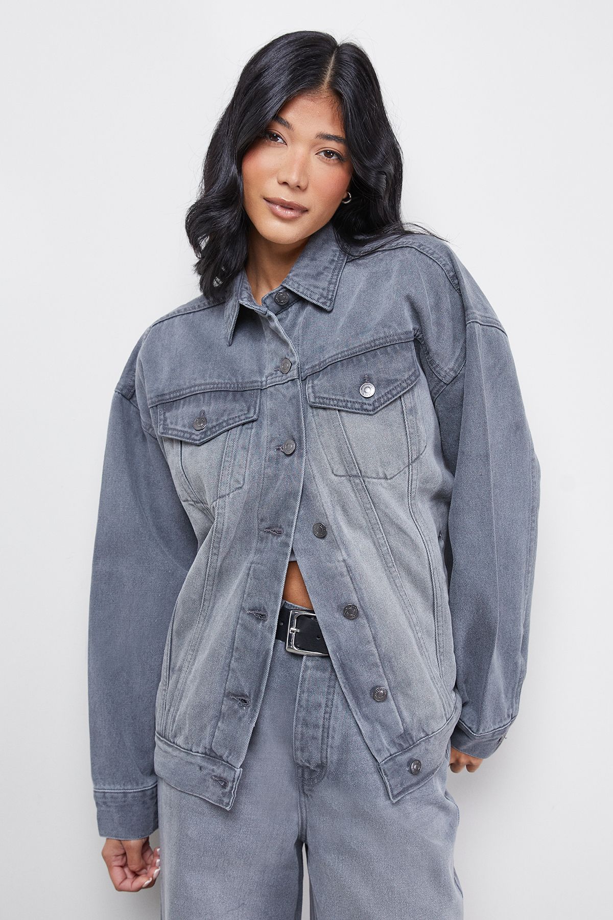 Grey Oversized Denim Jacket