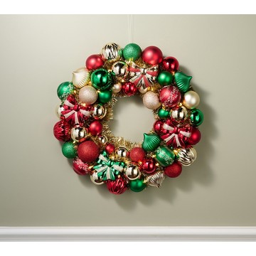 Kringle Express 22" Lit Shatterproof Ornament Wreath