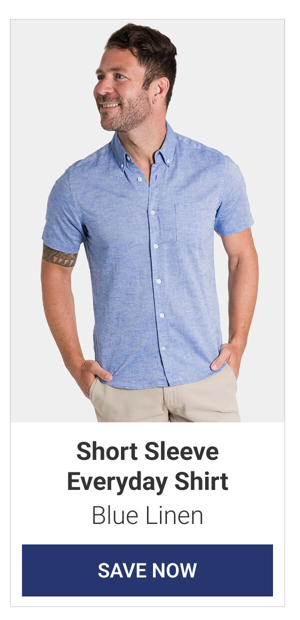 Blue Linen Short Sleeve Everyday Shirt