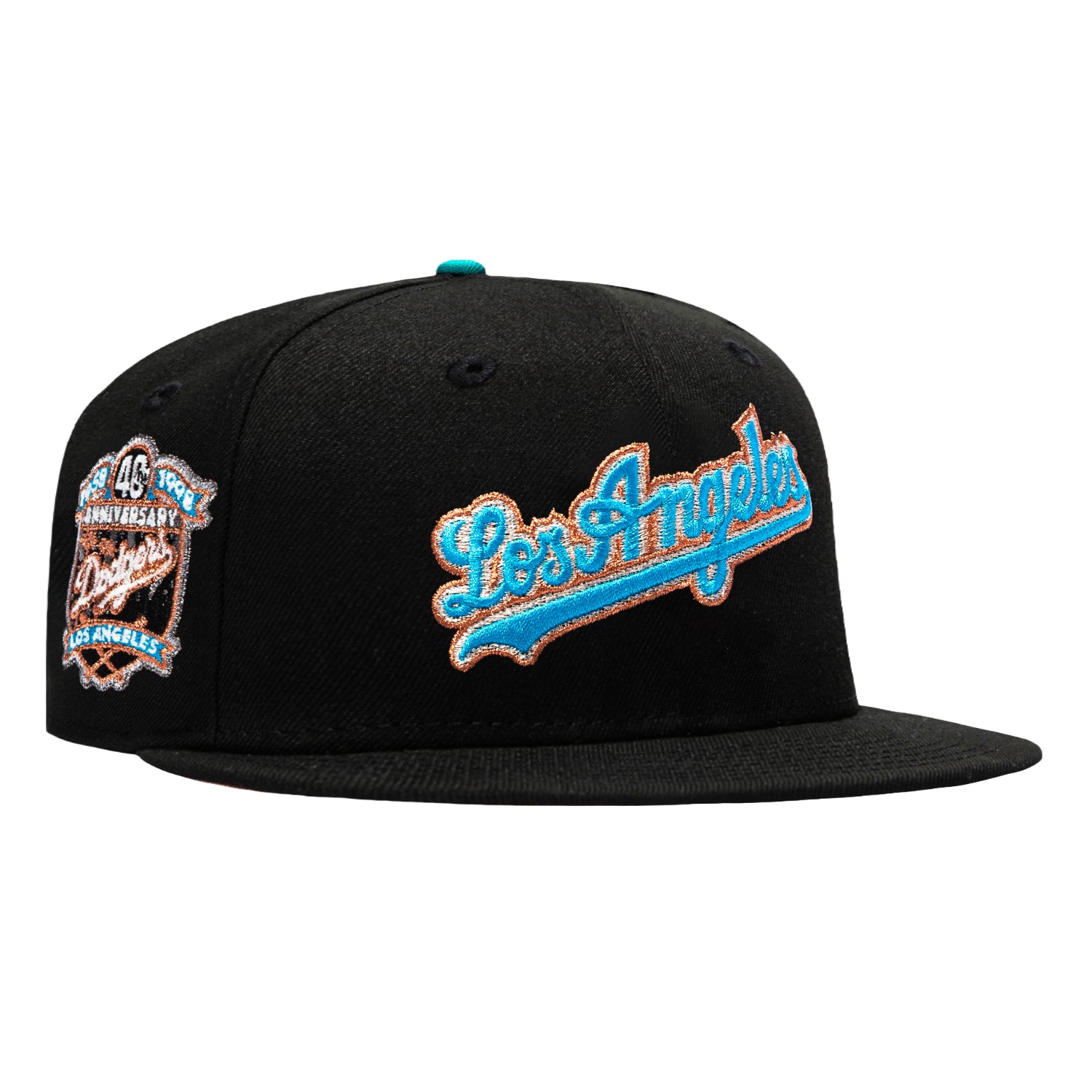 Image of New Era 59Fifty Navajo Pack Los Angeles Dodgers 40th Anniversary Patch Pink UV Script Hat - Black