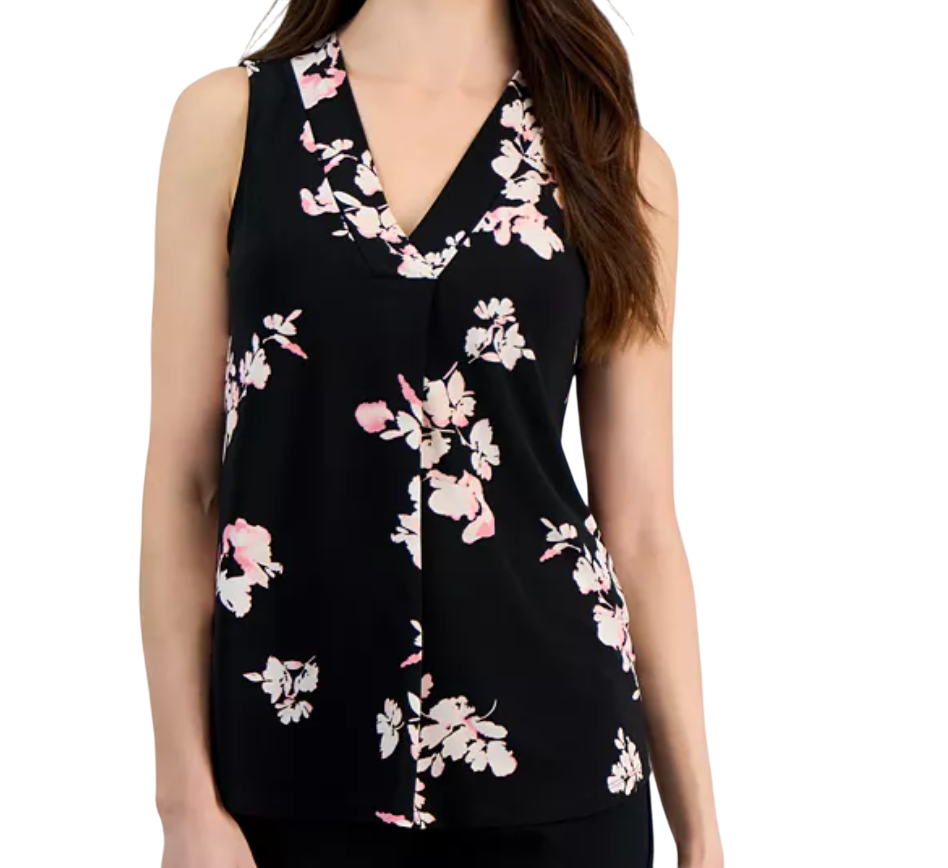 Anne Klein Printed Sleeveless V-Neck Shell Top