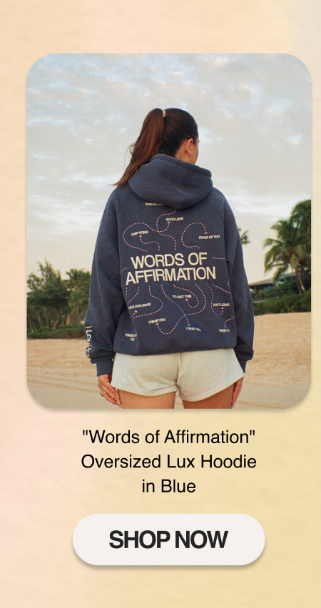 "Words of Affirmation" Oversized Lux Hoodie in Blue
