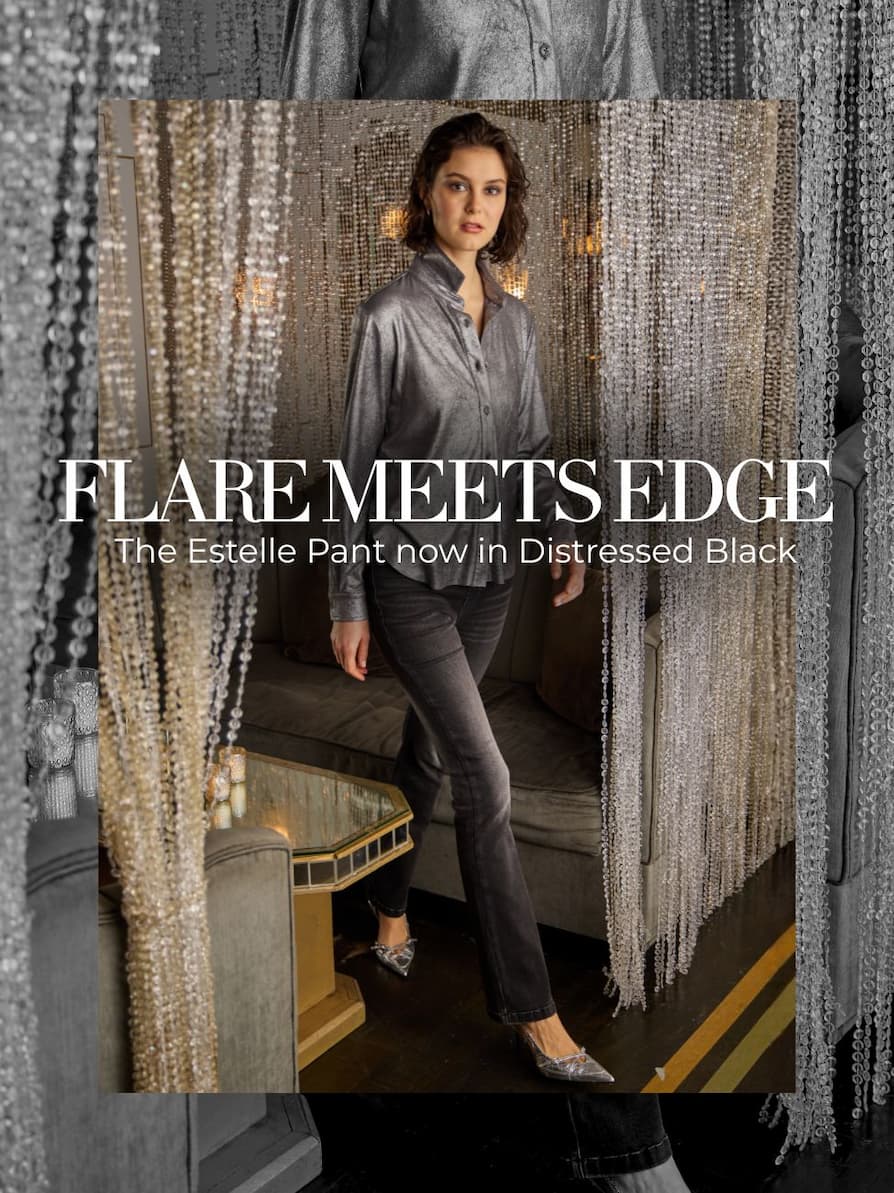 Flare Meets Edge. The Estelle Pant now in Distressed Black