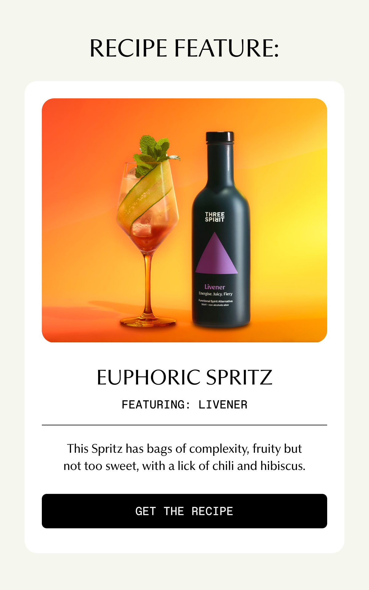 RECIPE FEATURE: Euphoric Spritz | Featuring: Livener | This Spritz has bags of complexity, fruity but not too sweet, with a lick of chili and hibiscus. | [ GET THE RECIPE ]