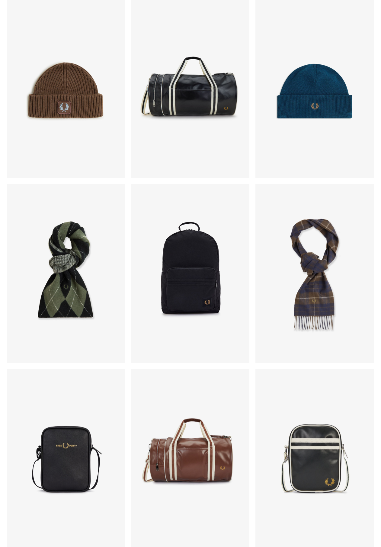 A selection of Fred Perry Bags and Accessories