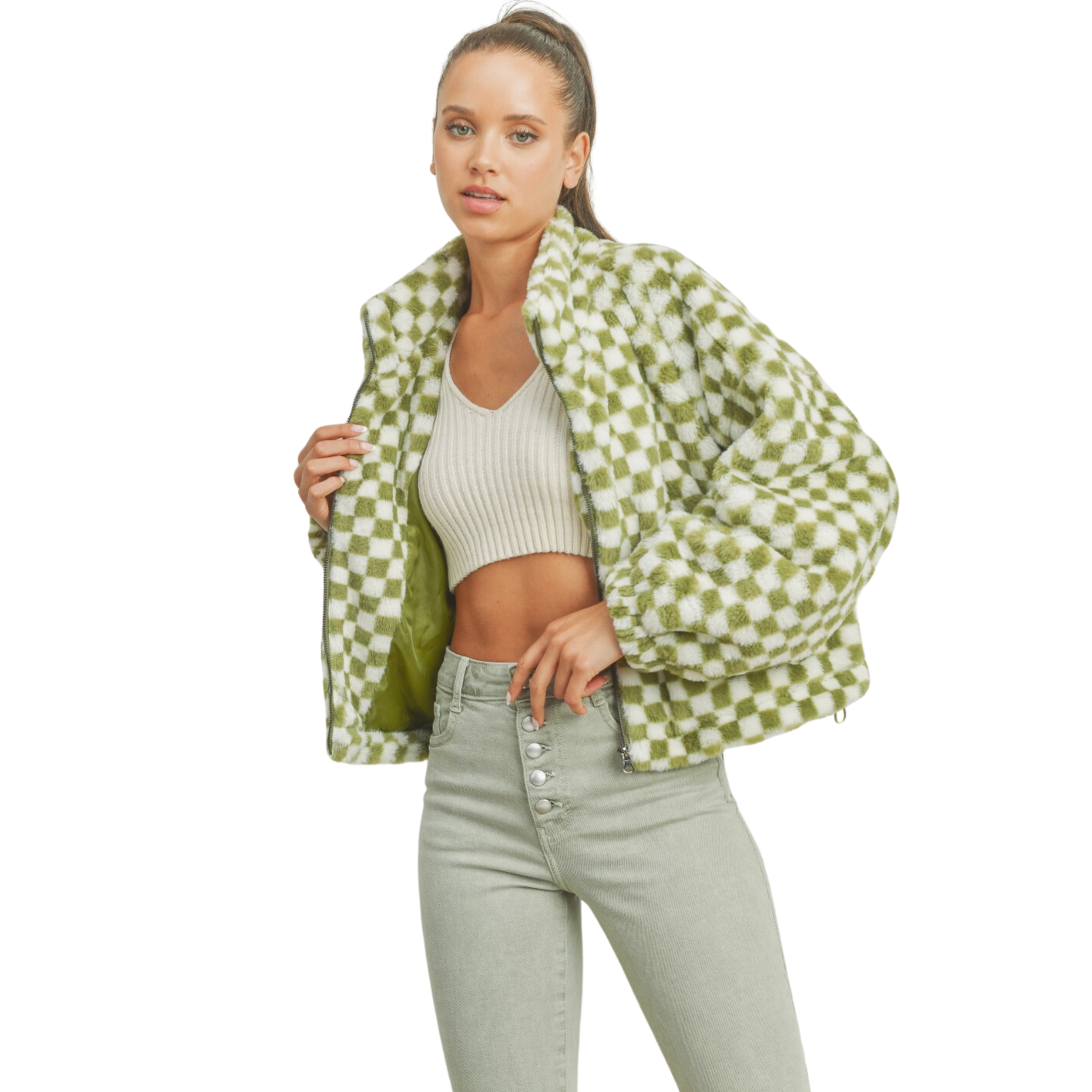 Image of Checker Teddy Fall Jacket